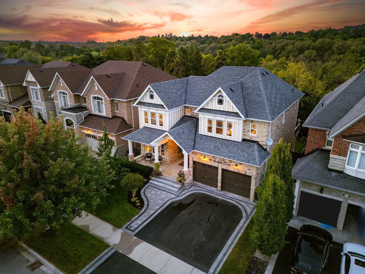 Aerial view at sunset