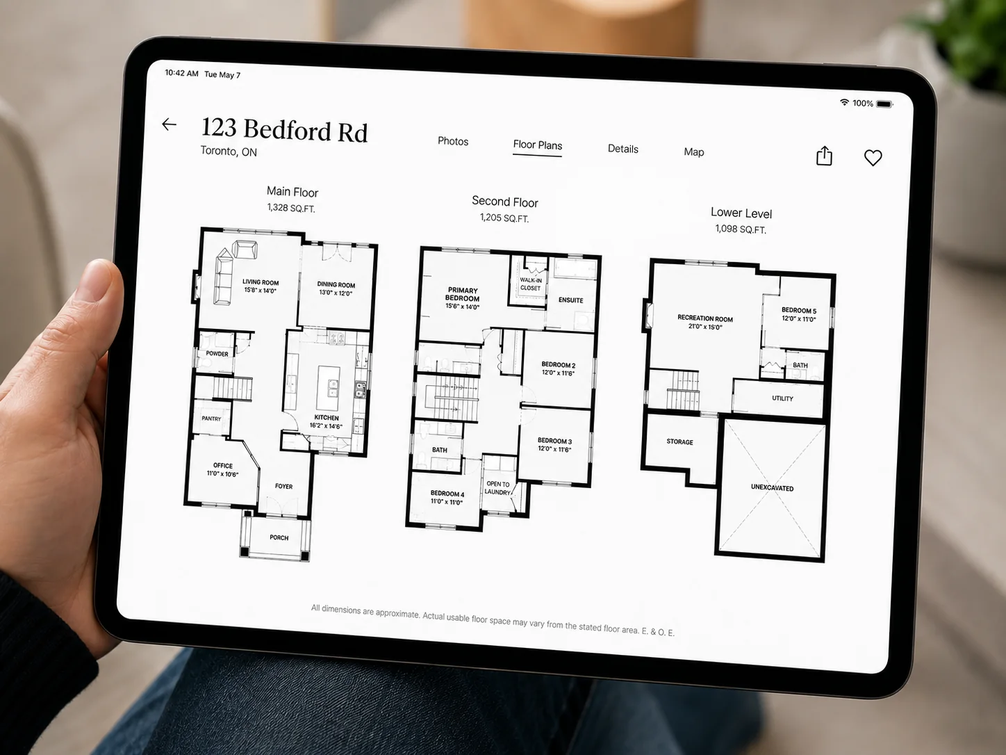 Illustration of a floor plan displayed on a tablet